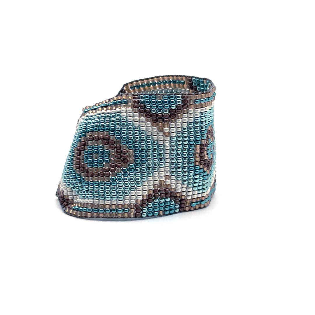 Weef armband met Miyuki kralen | Turquoise - Bruin - Rose -Goudkleurig