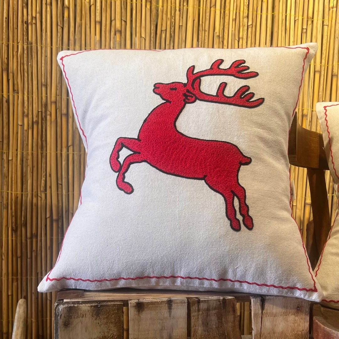 Kerst Thema Geëmbroideerde Kussenslopen met Vezelvulling – 100% Katoen