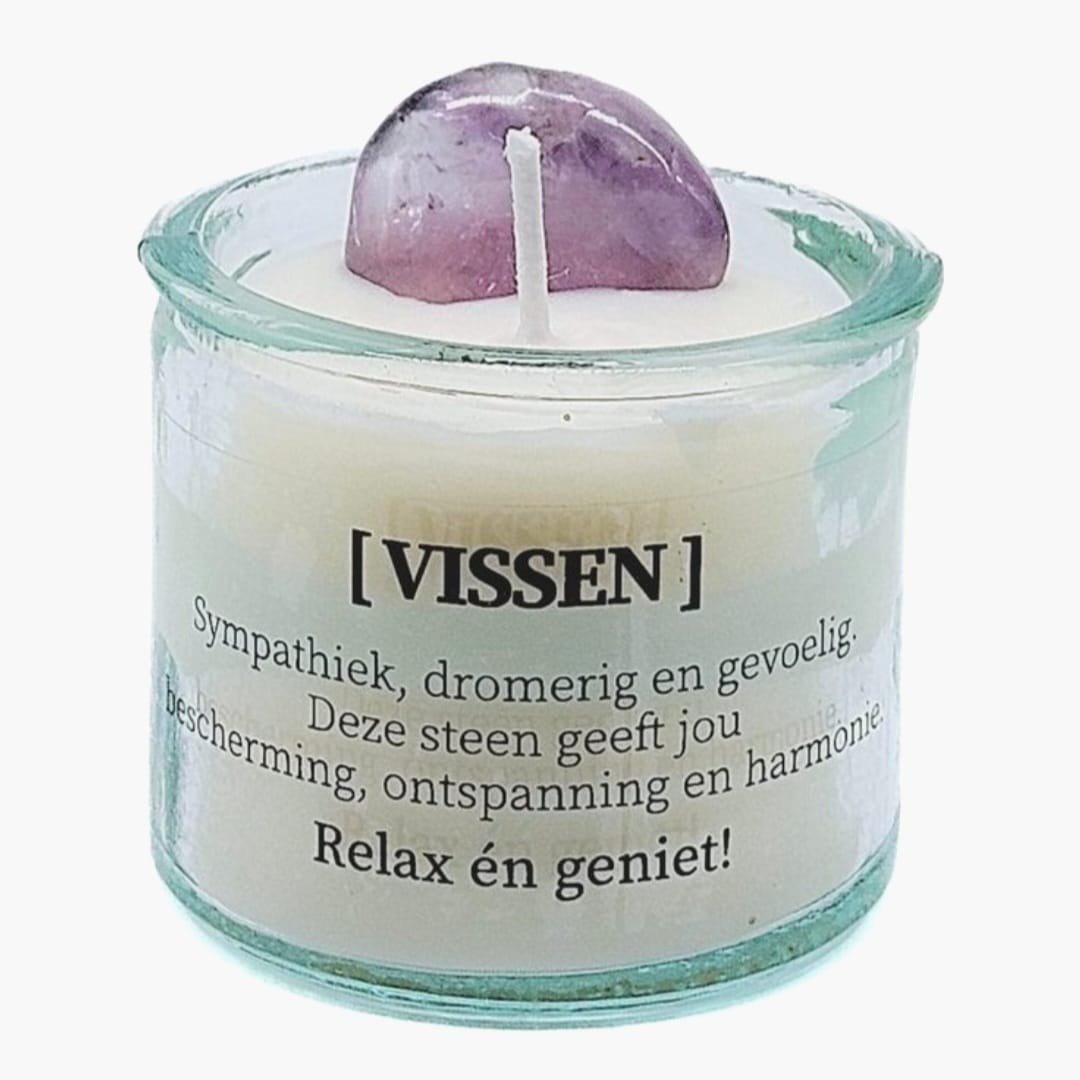 Sterrenbeeld kaars met edelsteen - Vissen 5cm - 64483.jpeg Sterrenbeeld kaars met edelsteen - Vissen 5cm