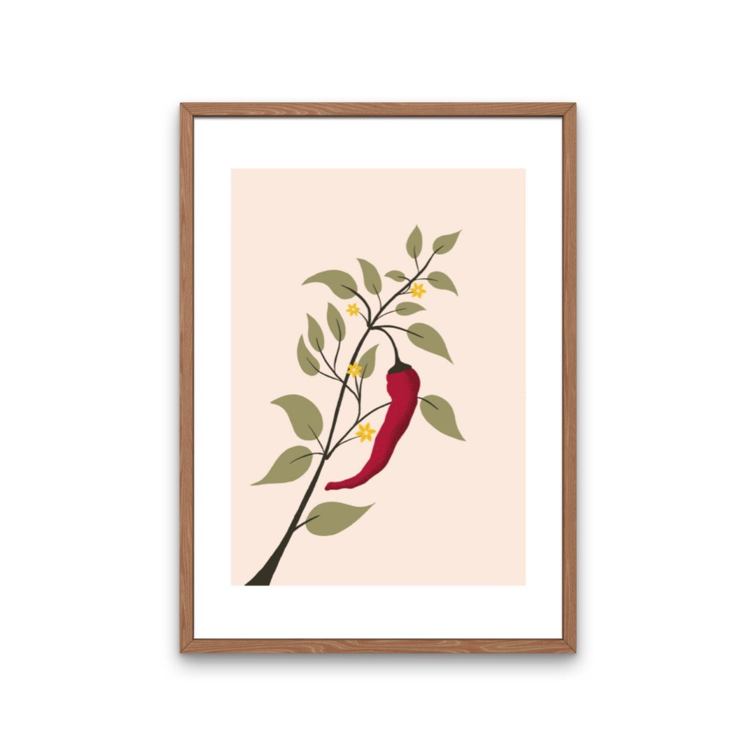 Chili plant kunstprint – botanische illustratie met rode peper | A4 poster 21x30 cm - 75700.jpeg Chili plant kunstprint – botanische illustratie met rode peper | A4 poster 21x30 cm