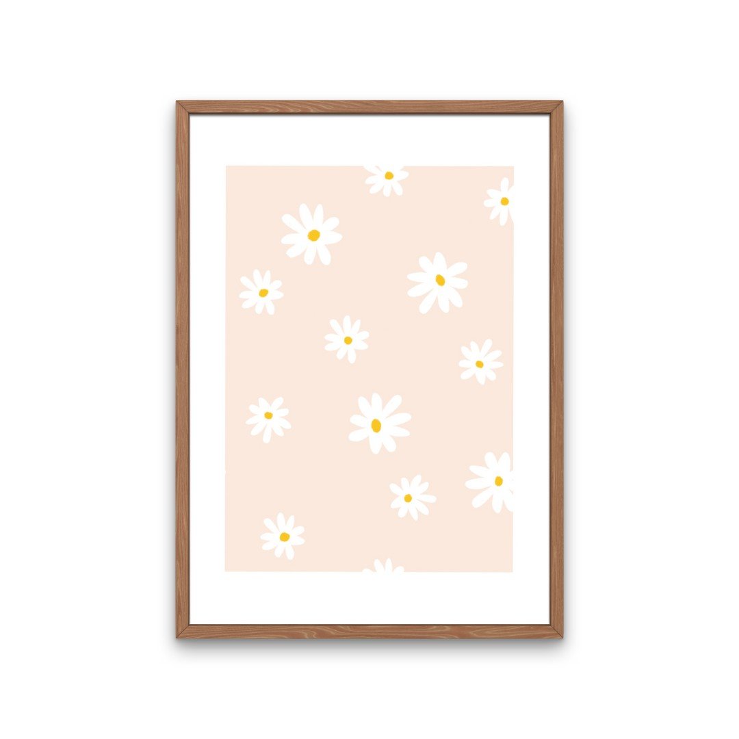 Pastel madeliefjes kunstprint – zachte bloemenillustratie | A4 poster 21x30 cm