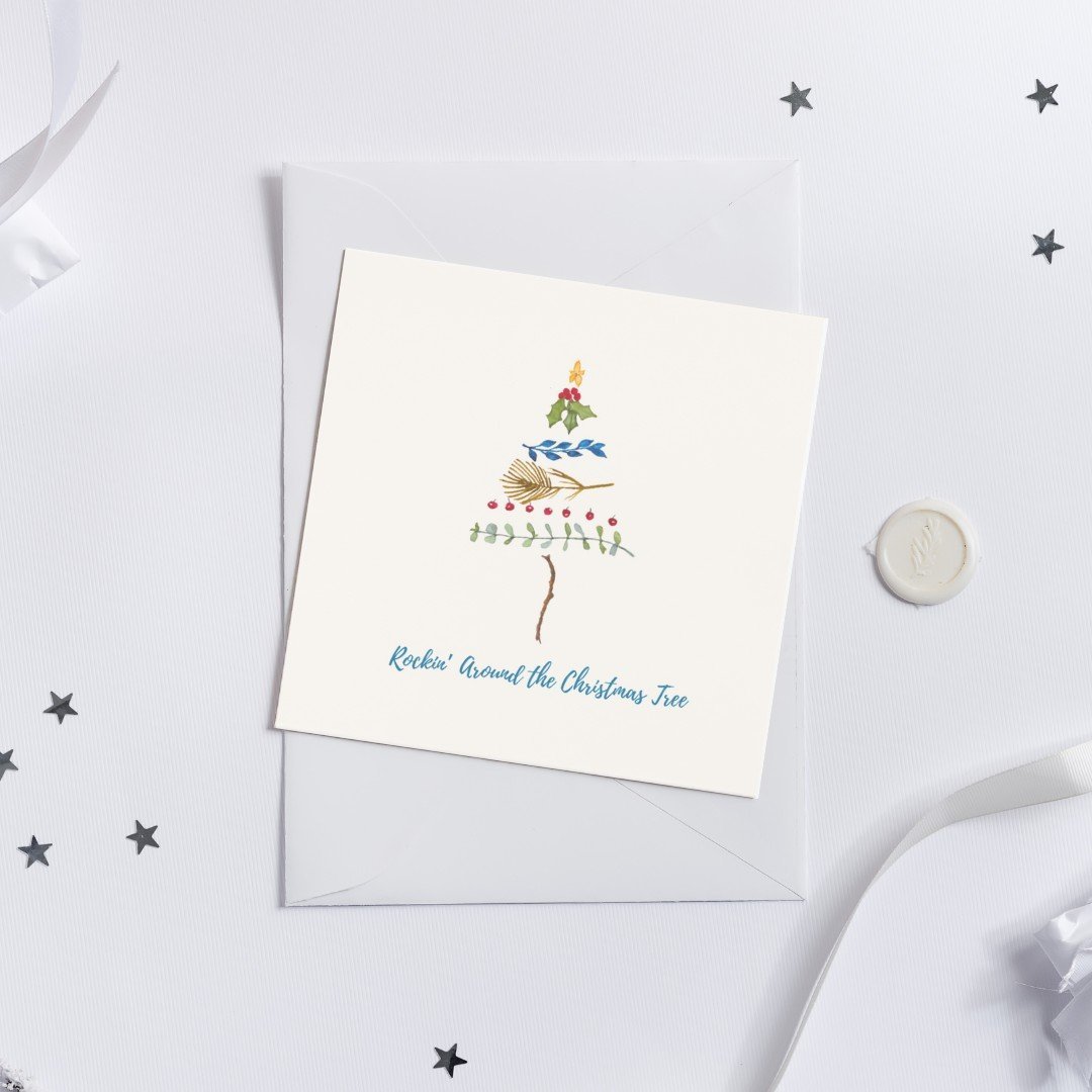 Kerstboompje II - 100174 Schattige handgeschilderde kerstkaart van minimalistisch kerstboompje - Kerstboompje II