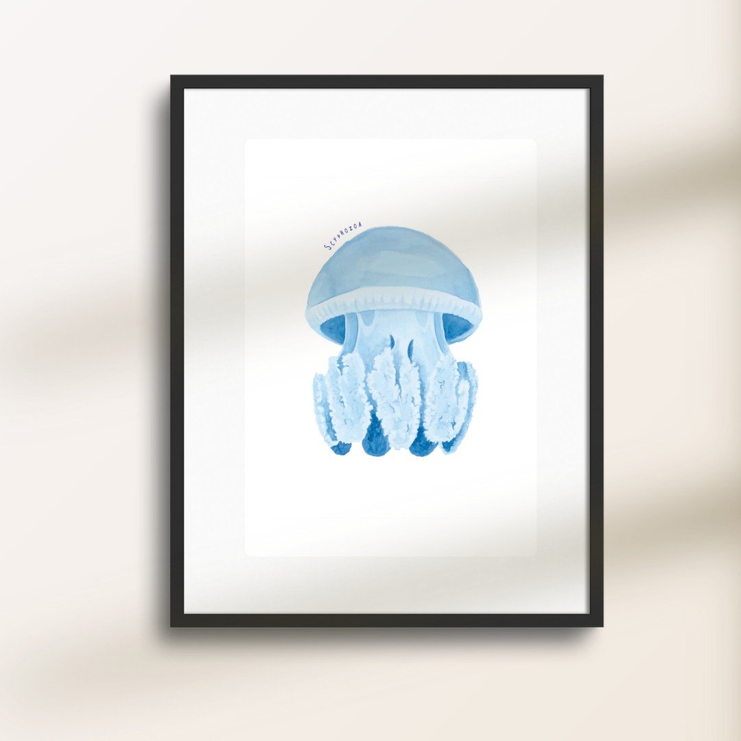 Poster - Kwal in Delfts blauw aquarel