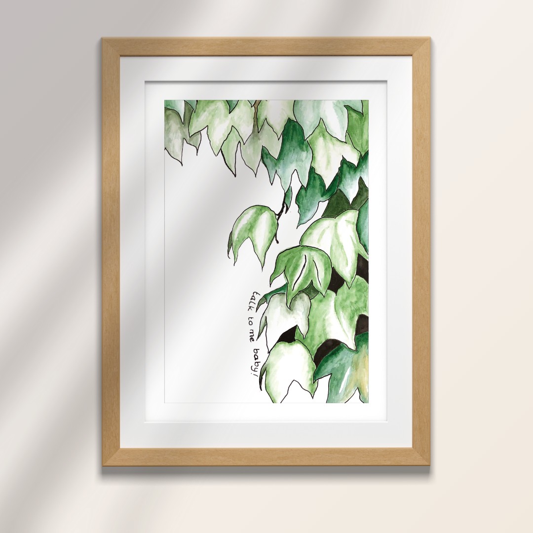 Poster – Klimop aquarel, Talk to me baby illustratie