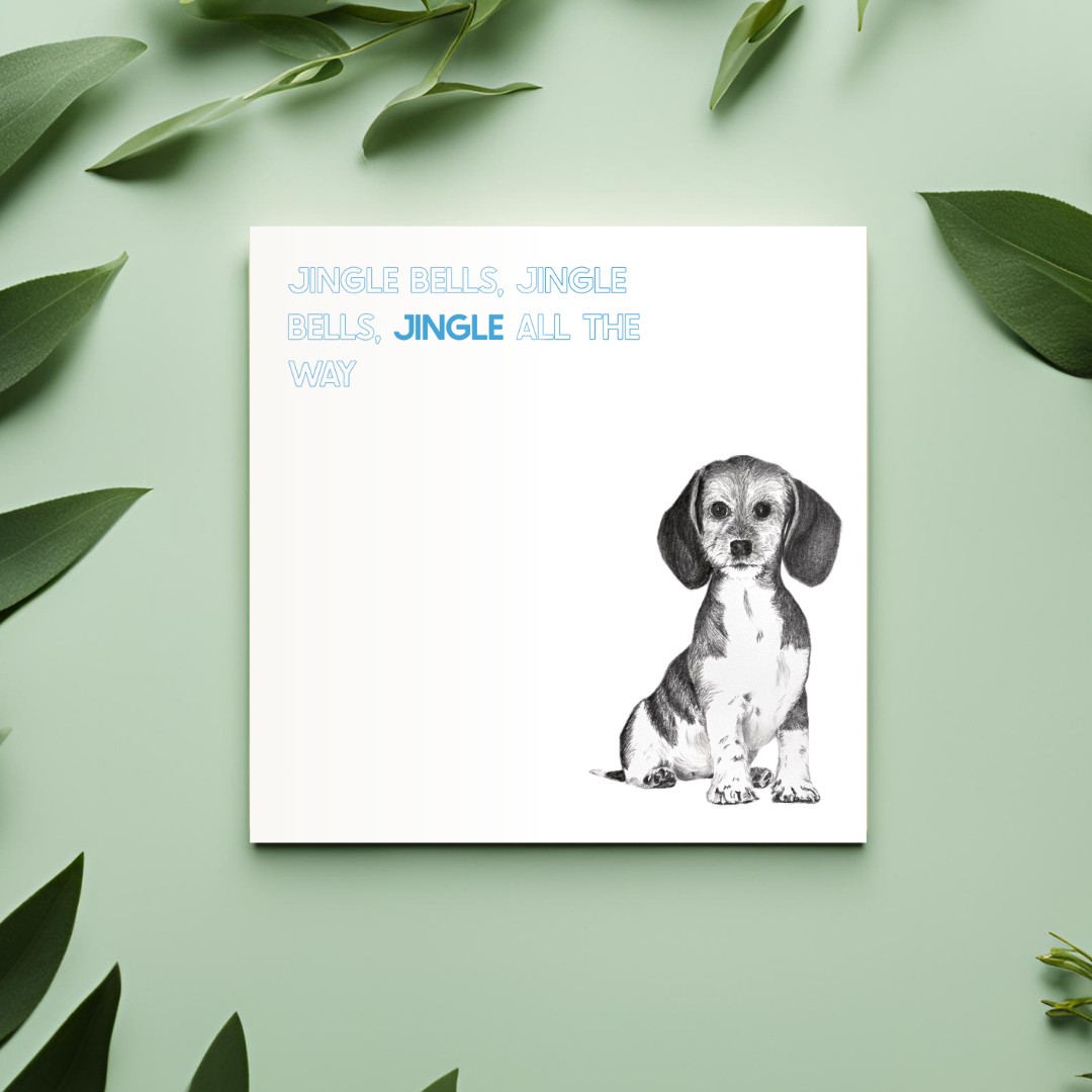 Kerstkaart Beagle – potloodtekening - 101030 Kerstkaart Beagle – potloodtekening