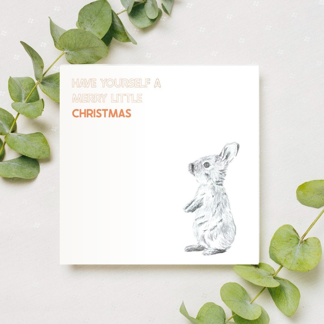 Kerstkaart Konijntje – potloodtekening