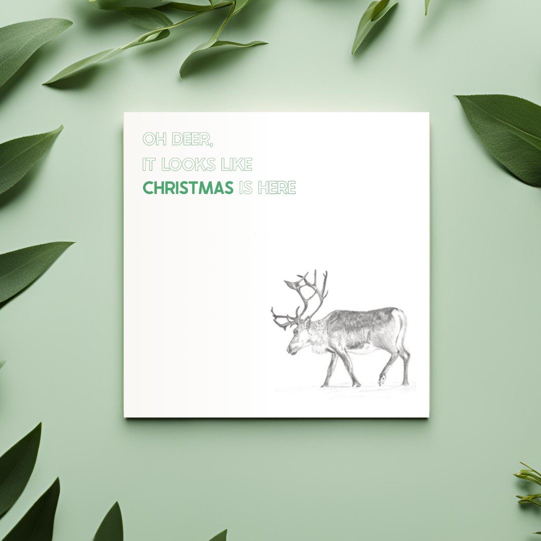 Kerstkaart Rendier – potloodtekening - 101045 Kerstkaart Rendier – potloodtekening