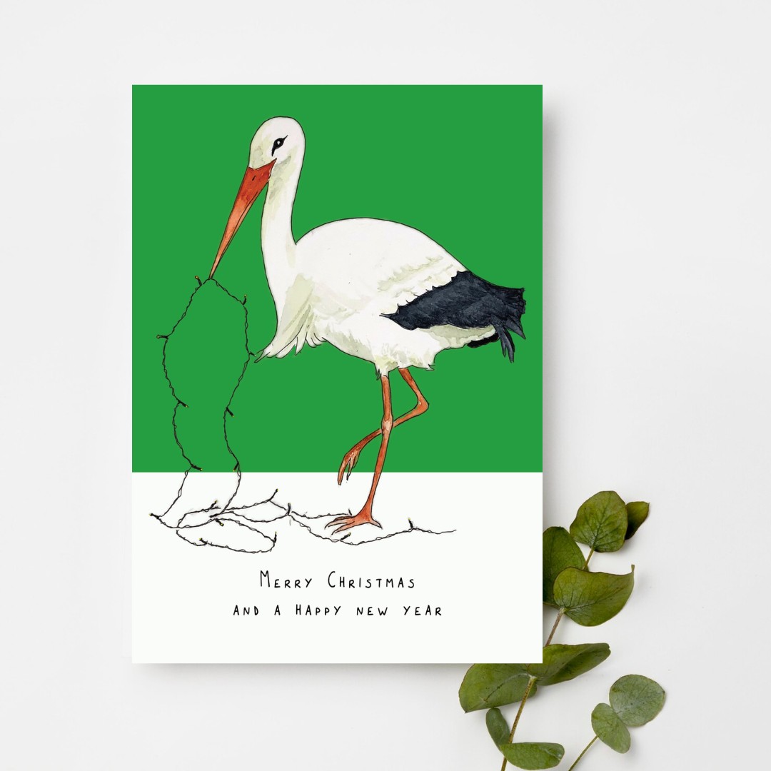 Vier kerstkaarten mistletoe