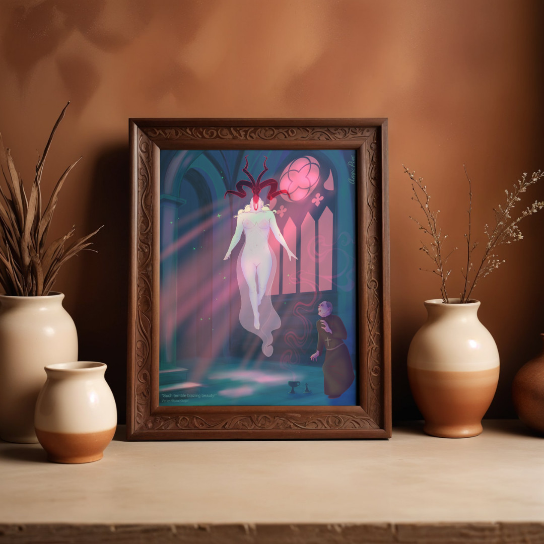 Fanart voor de horrornovelle De Viy van Nikolai Gogol, boekillustratie 40 x 50 cm, kunstprint