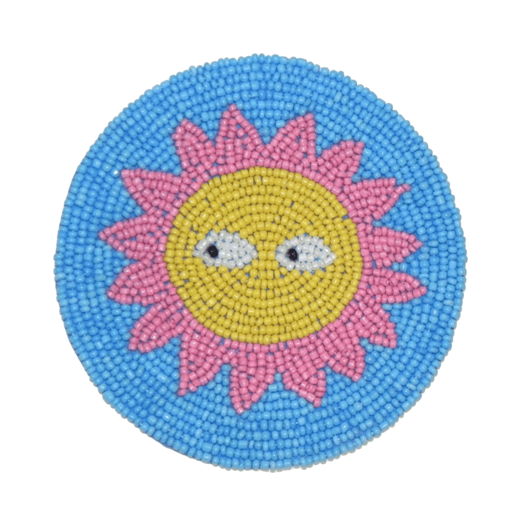 Kitsch Kitchen onderzetter Loteria El Sol licht blauw - geel