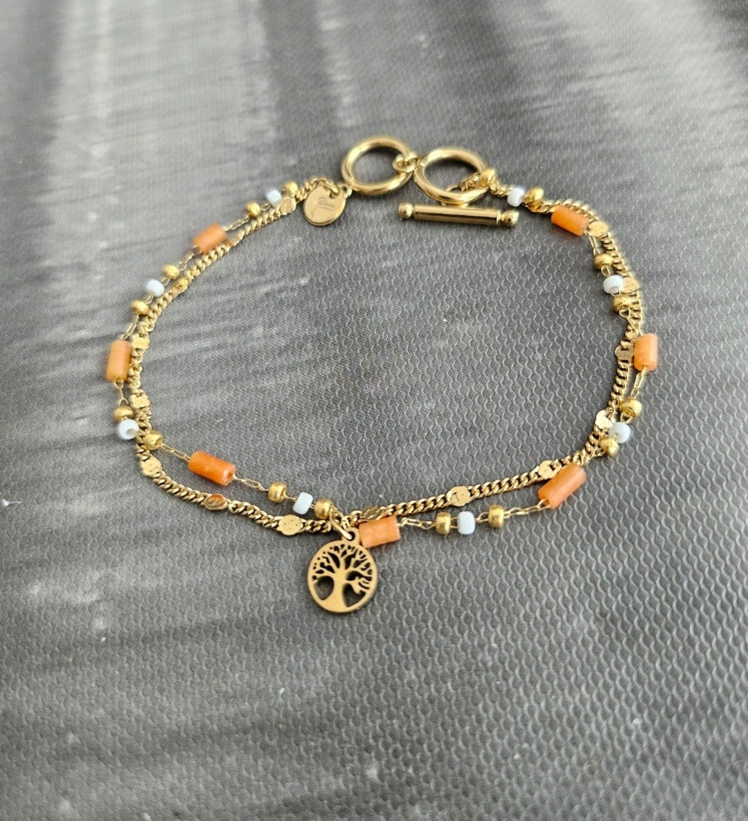 RVS vergulde ketting met Jadeiet – 16K goud - 146641 RVS vergulde armband met Jadeiet – 16K goud