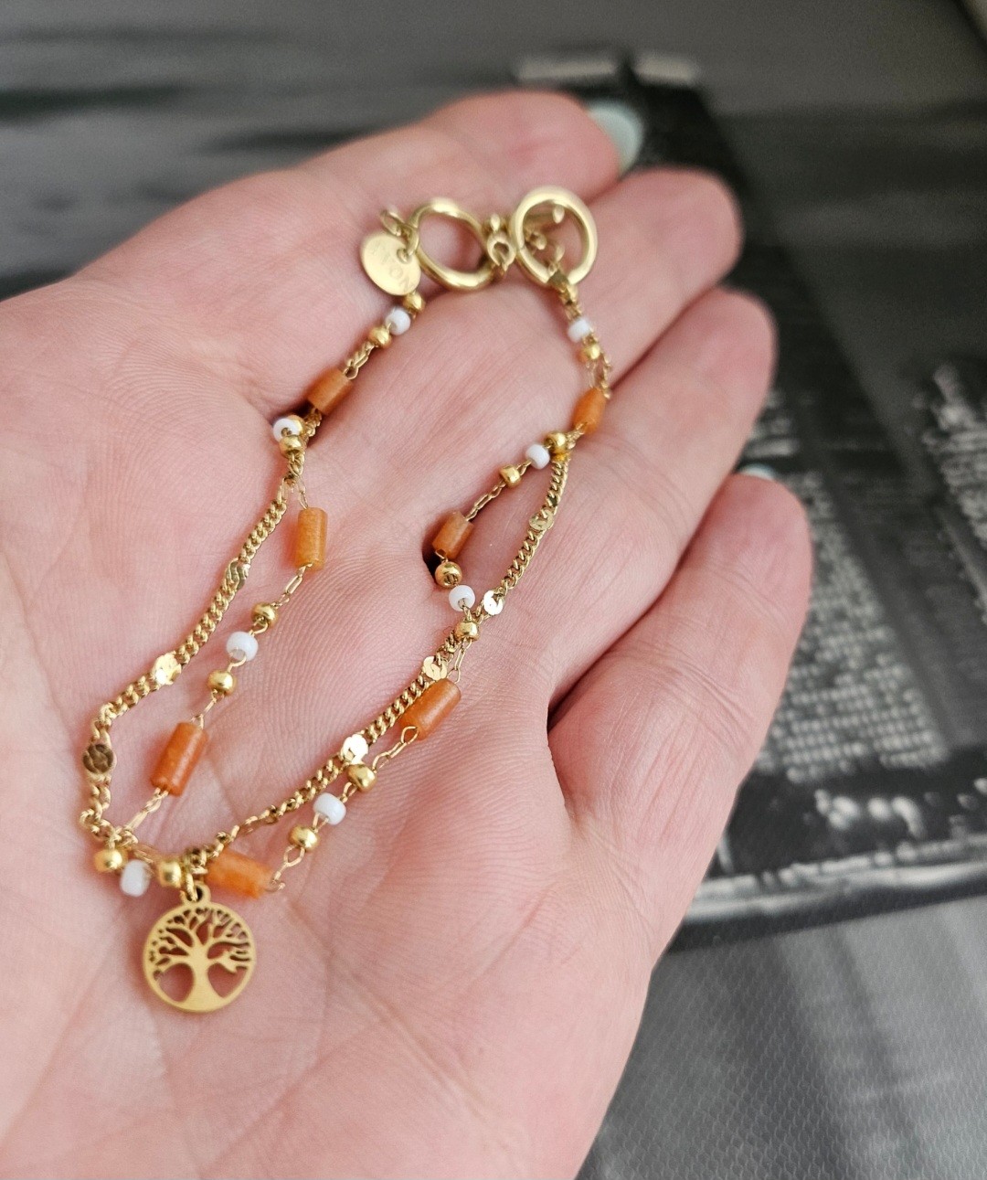 RVS vergulde ketting met Jadeiet – 16K goud - 146639 RVS vergulde armband met Jadeiet – 16K goud
