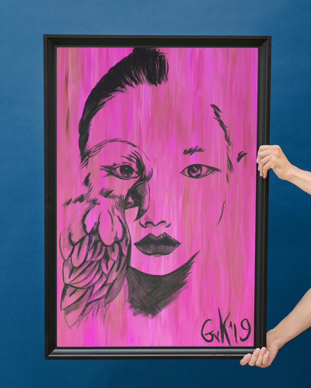 Kunst print, Eco materiaal, Handgemaakt, Uniek stuk! = Missy Bird (po… - 91036 Kunst canvas print, Eco materiaal, Uniek stuk! = Missy Bird (Roze 70x100)