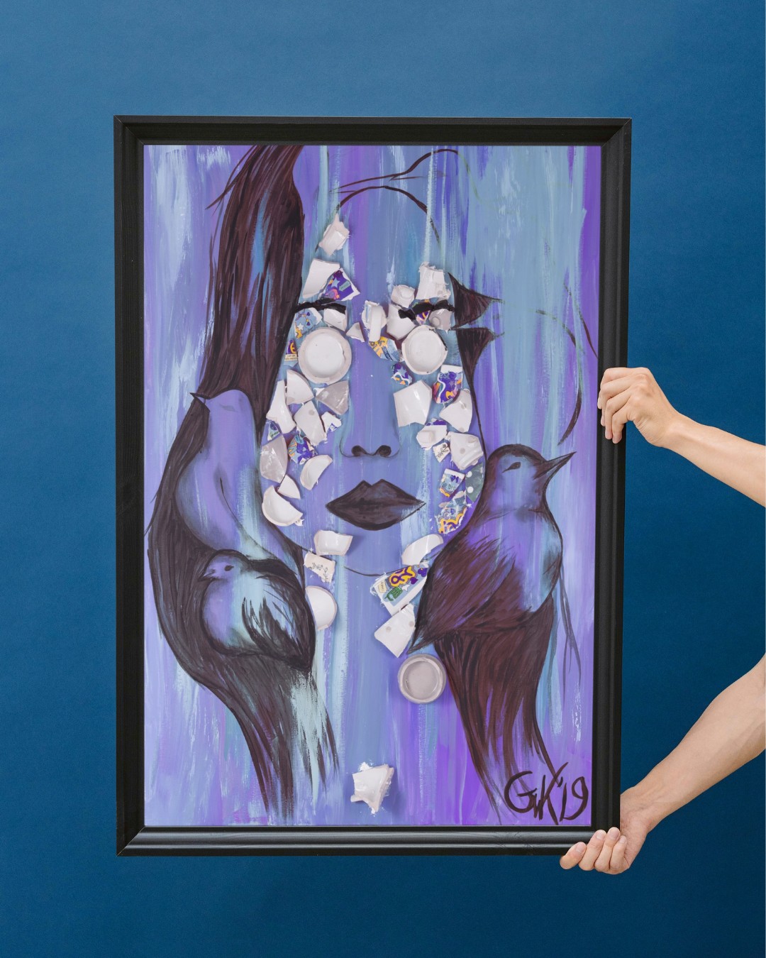 Kunst print, Eco materiaal, Handgemaakt, Uniek stuk! = Spirits of Lif… - 91047 Kunst canvas print, Eco materiaal, Uniek stuk! = Spirits of Life (Blauw-paars, 70x100)