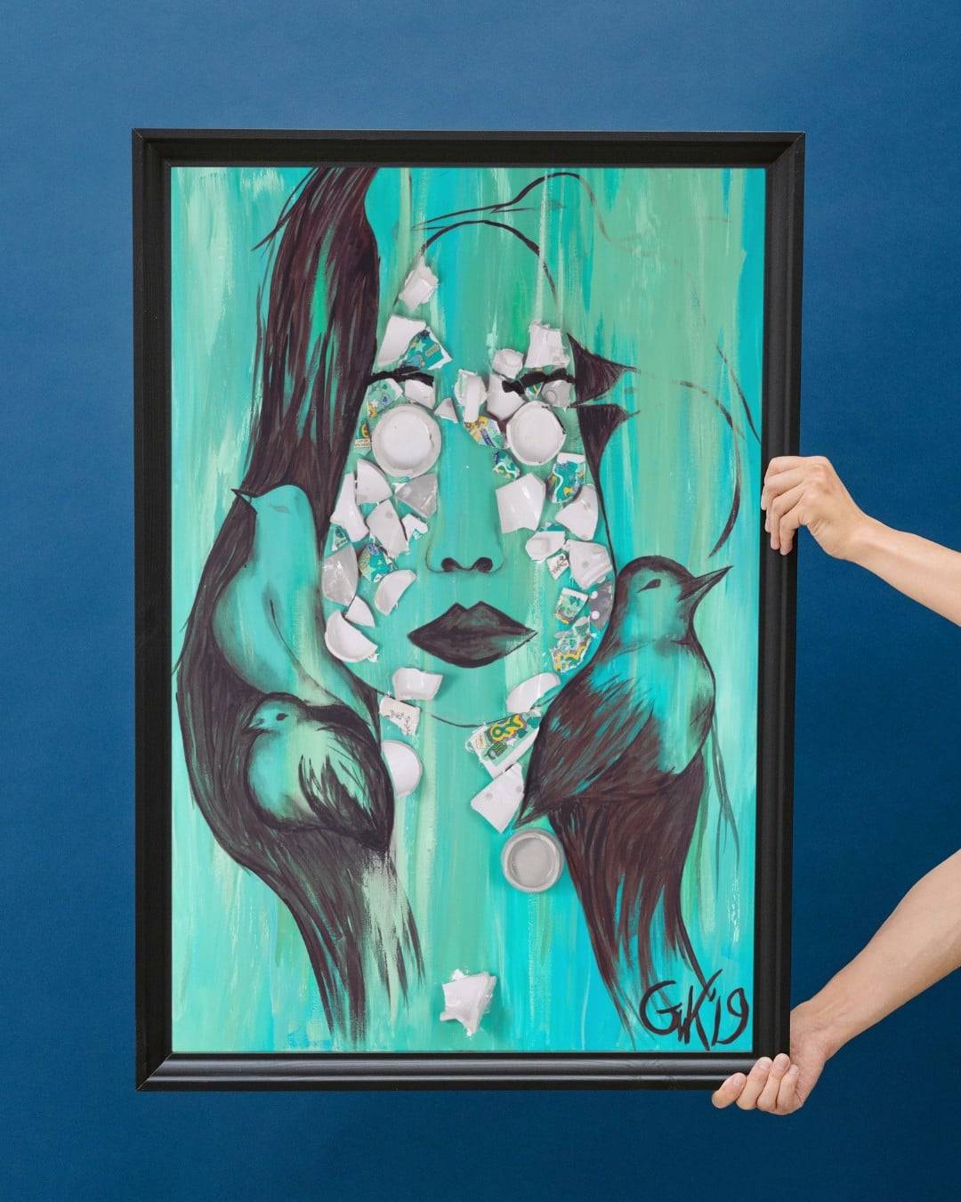 Kunst print, Eco materiaal, Handgemaakt, Uniek stuk! = Spirits of Life (poster, mint, verschillende maten)