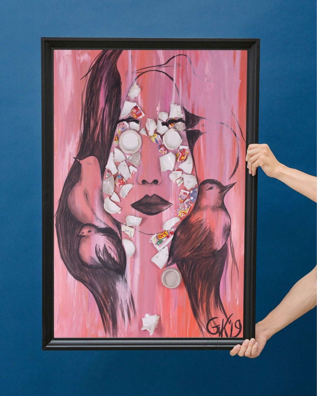 Kunst canvas print, Eco materiaal, Uniek stuk! = Spirits of Life (canvas, Roze, 75x100)