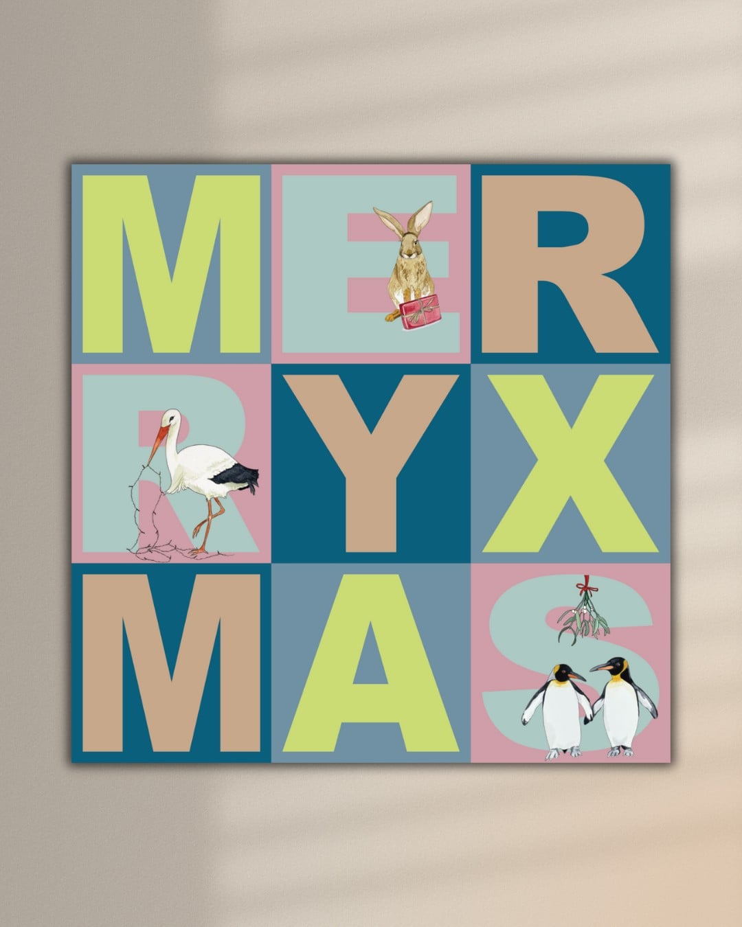 4 Kerstkaarten vierkant kleur - 101015 4 Kerstkaarten vierkant kleur