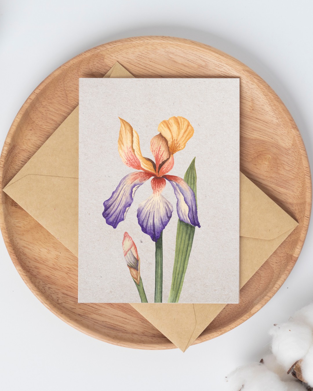 A6 wenskaart dubbel op duurzaam eco-vezelpapier met craft envelop - p… - 104797 A6 wenskaart dubbel op duurzaam eco-vezelpapier met craft envelop - paars oranje Iris