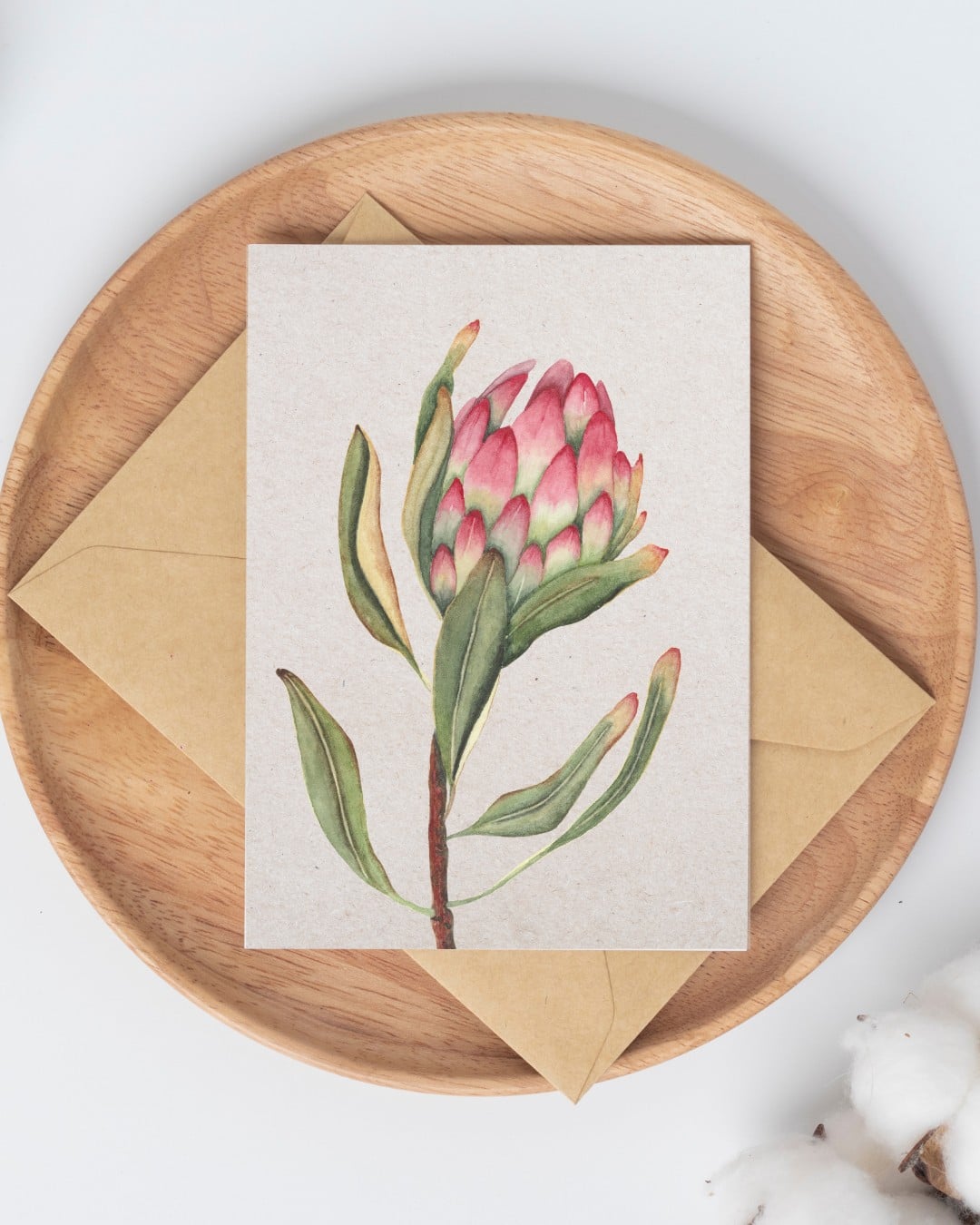 A6 wenskaart dubbel op duurzaam eco-vezelpapier met craft envelop - r… - 104776 A6 wenskaart dubbel op duurzaam eco-vezelpapier met craft envelop - roze Protea III