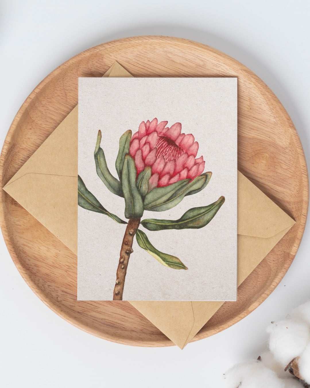 A6 wenskaart dubbel op duurzaam eco-vezelpapier met craft envelop - r… - 104788 A6 wenskaart dubbel op duurzaam eco-vezelpapier met craft envelop - roze Protea II