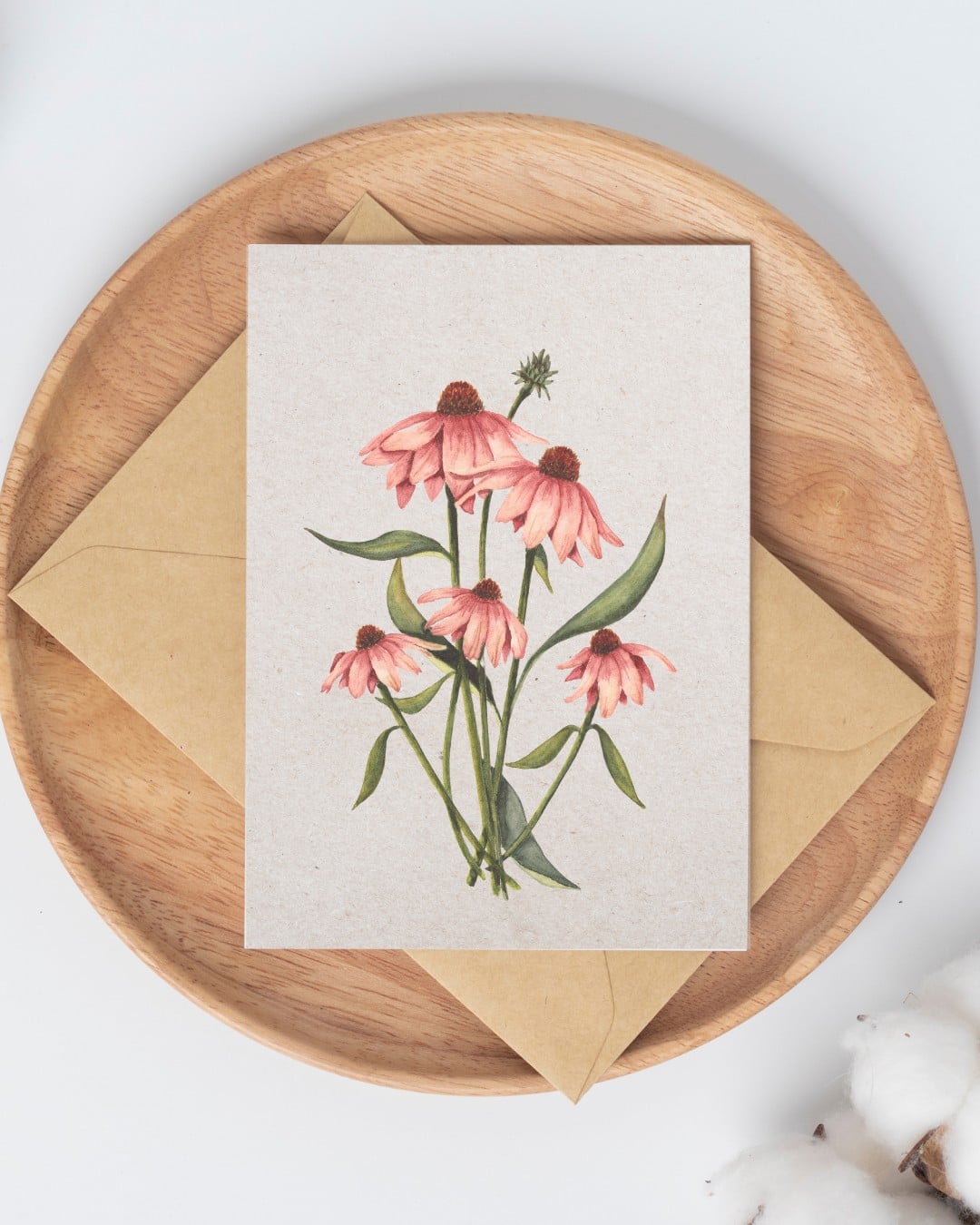 A6 wenskaart dubbel op duurzaam eco-vezelpapier met craft envelop - r… - 104800 A6 wenskaart dubbel op duurzaam eco-vezelpapier met craft envelop - roze Echinacea