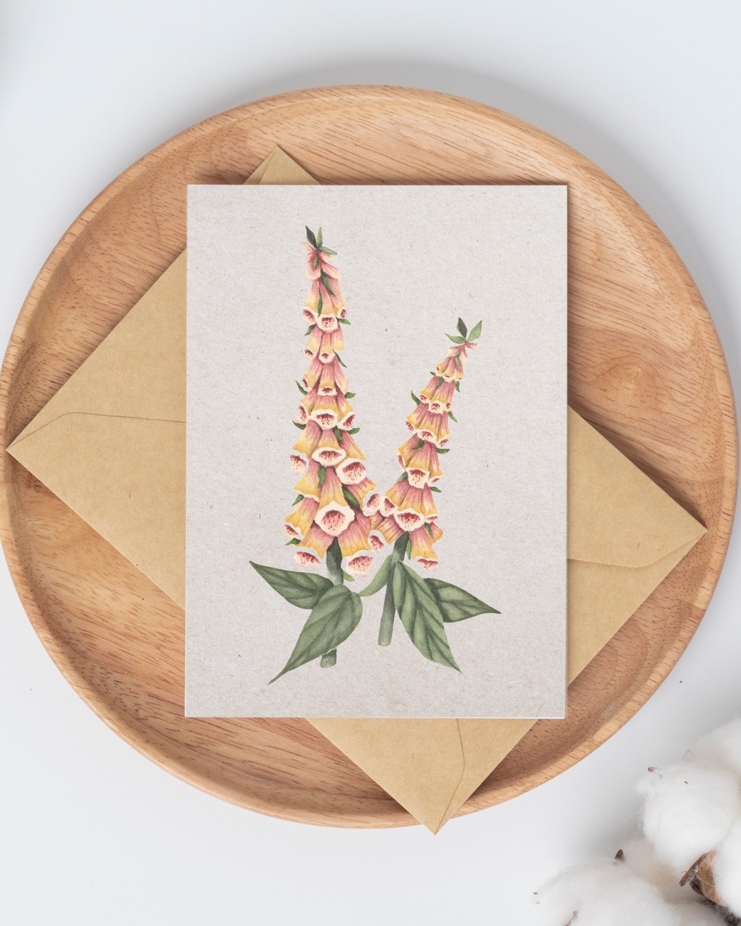 A6 wenskaart dubbel op duurzaam eco-vezelpapier met craft envelop - r… - 104809 A6 wenskaart dubbel op duurzaam eco-vezelpapier met craft envelop - roze oranje Vingerhoedskruid