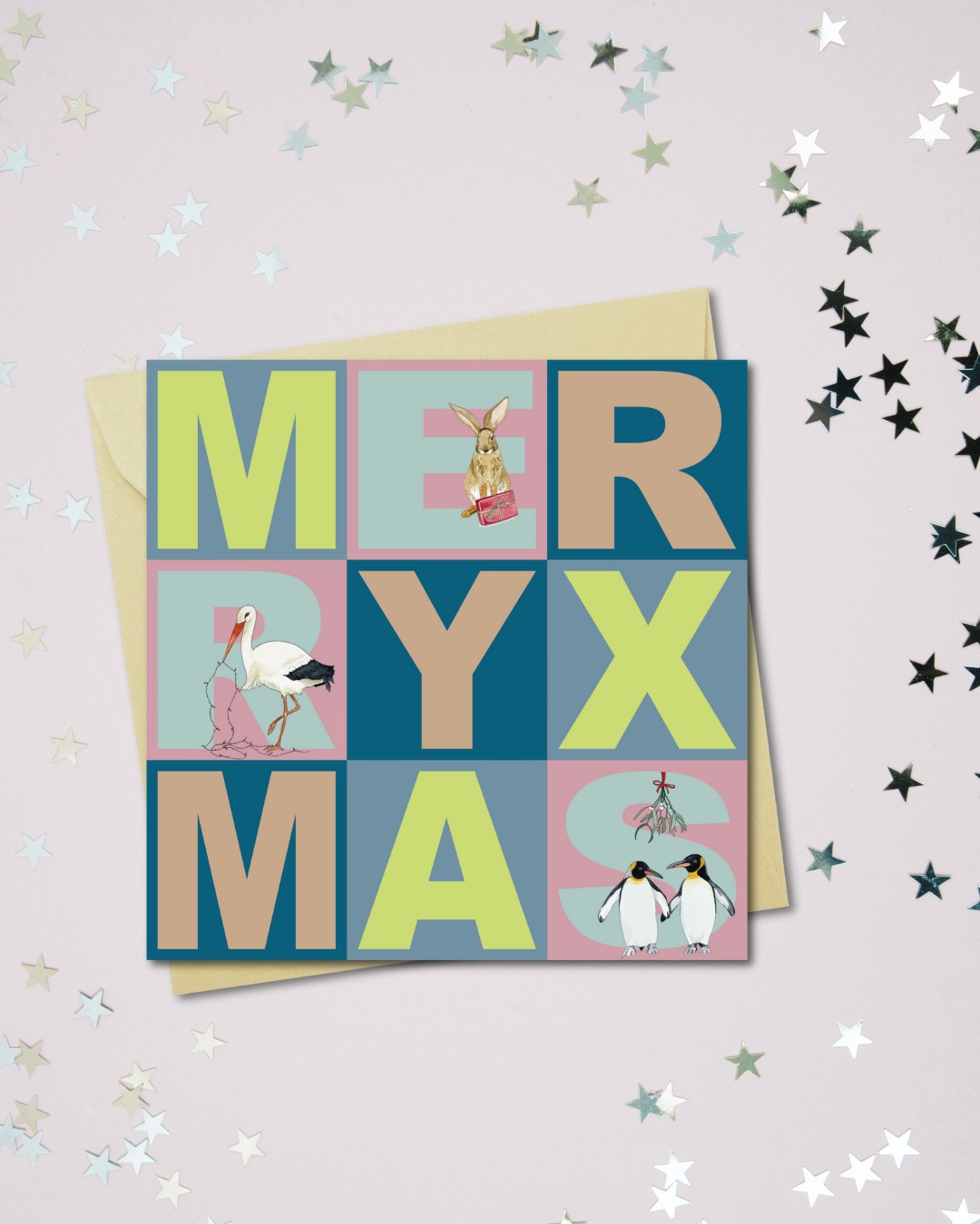 Kerstkaart All Animals – fineliner / aquarel