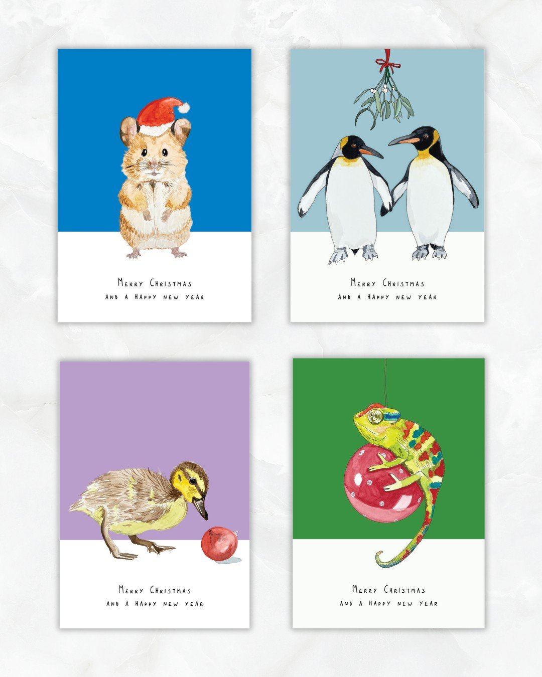 Kerstkaart Hamster – fineliner / aquarel - 101072 Kerstkaart Hamster – fineliner / aquarel