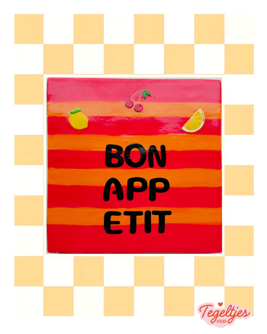 Handgemaakt tegeltje bon app etit — uniek, lief en heerlijk imperfect 😍