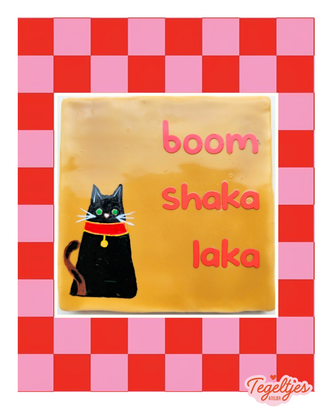 Handgemaakt tegeltje kat — uniek, lief en heerlijk imperfect 😍