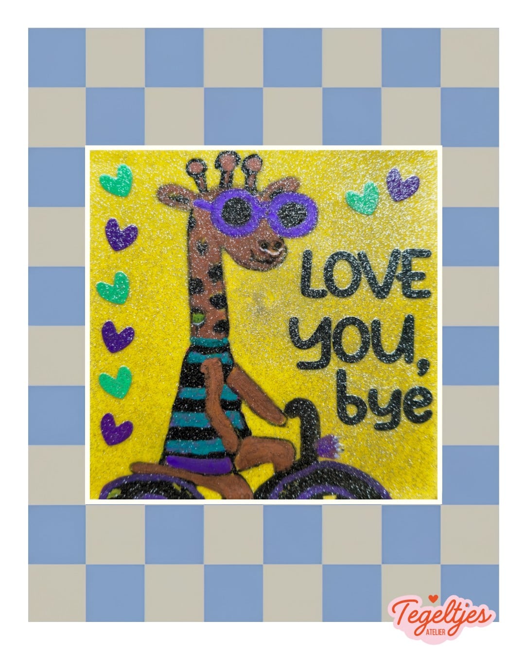 Handgemaakt tegeltje - love you bye