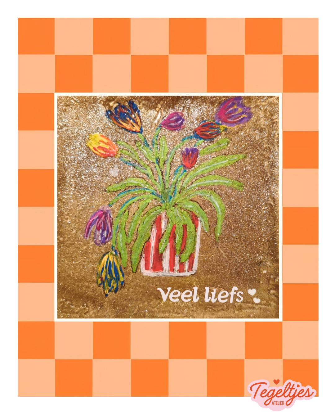 Handgemaakt tegeltje veel liefs — uniek, lief en heerlijk imperfect 😍