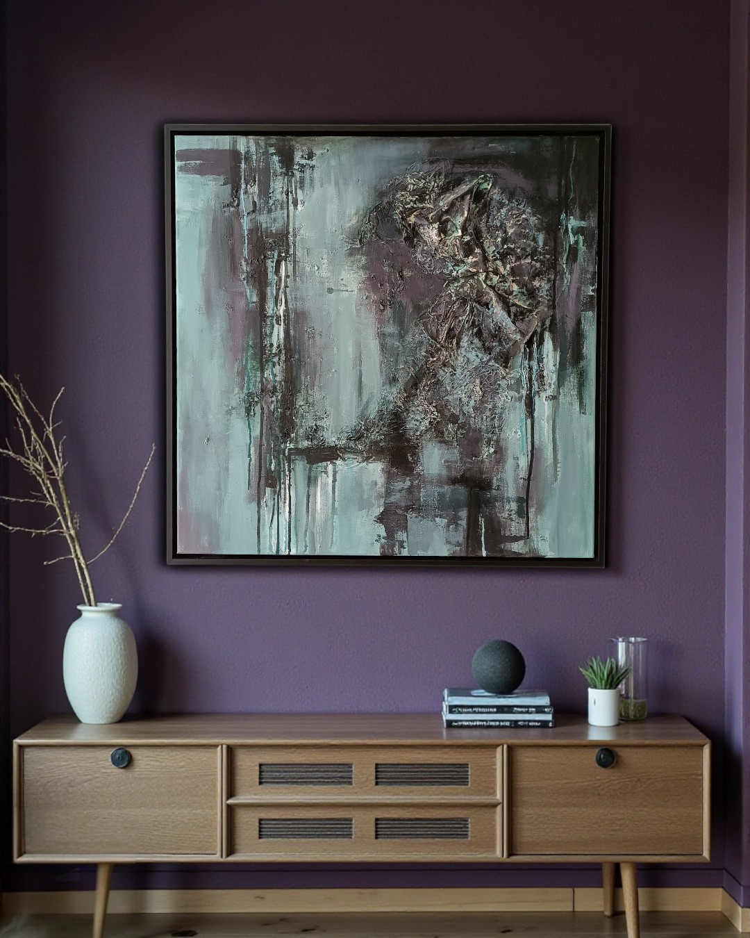 Abstract schilderij - duister groen - 119588 Abstract schilderij - duister groen