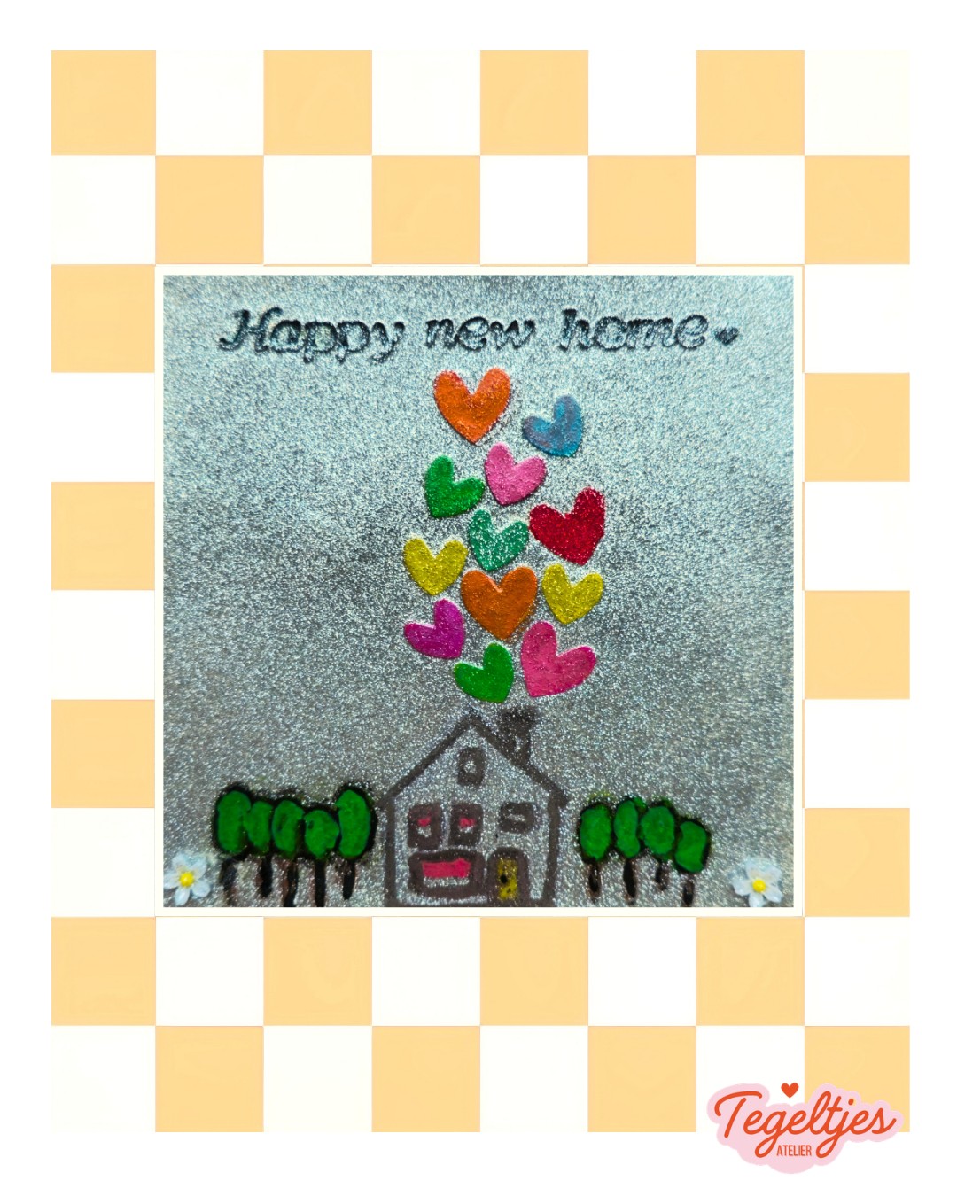 Handgemaakt tegeltje - happy new home