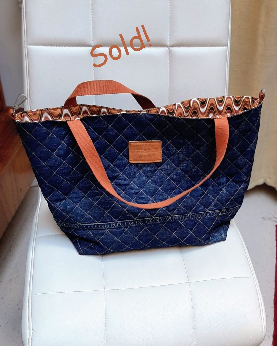 Quilted denim schoudertas / totebag - 131268 Quilted denim schoudertas / totebag op bestelling (out of stock)
