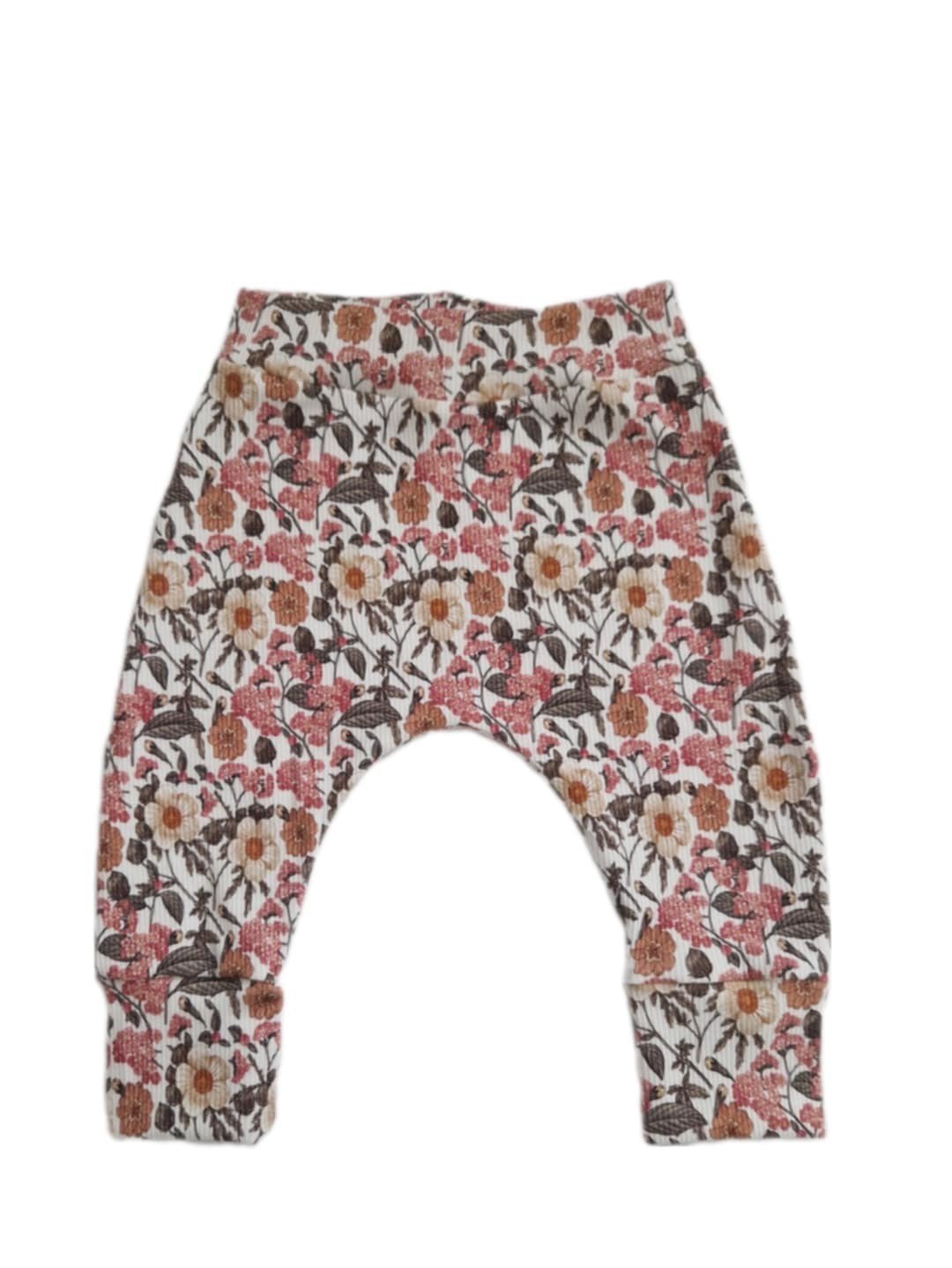 Broekje- harembroekje- bloemen- rib jersey