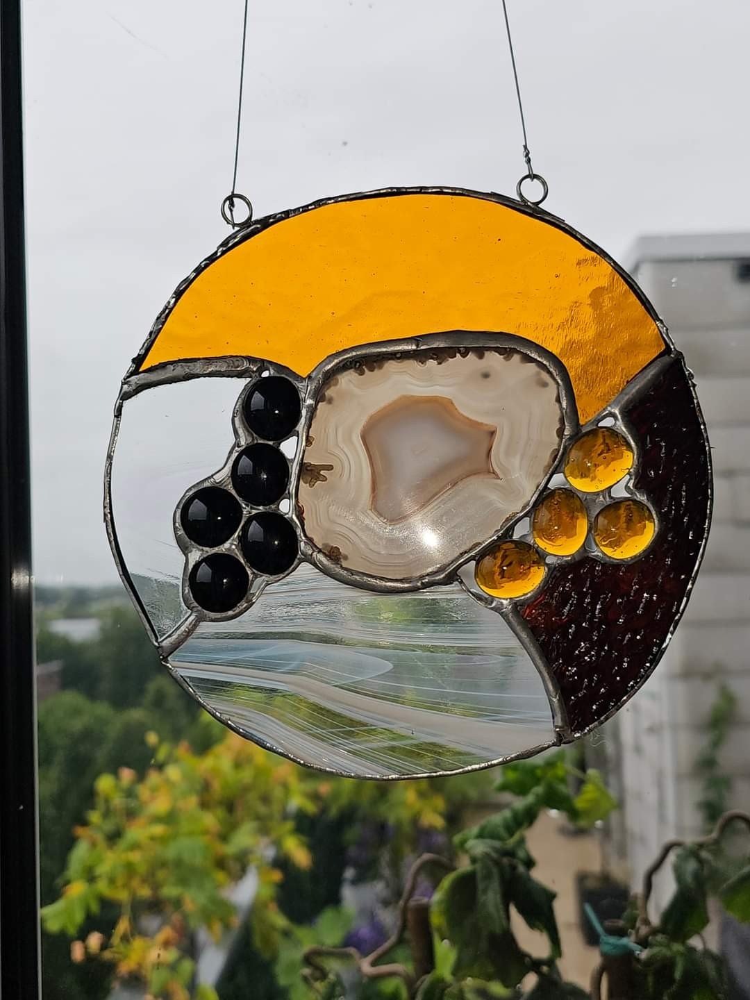 .SOIL,EARTH Natuurlijk agaat verwerkt in Glas in lood/ Tiffany in bru… - 90621 .SOIL,EARTH Natuurlijk agaat verwerkt in Glas in lood/ Tiffany in bruinen