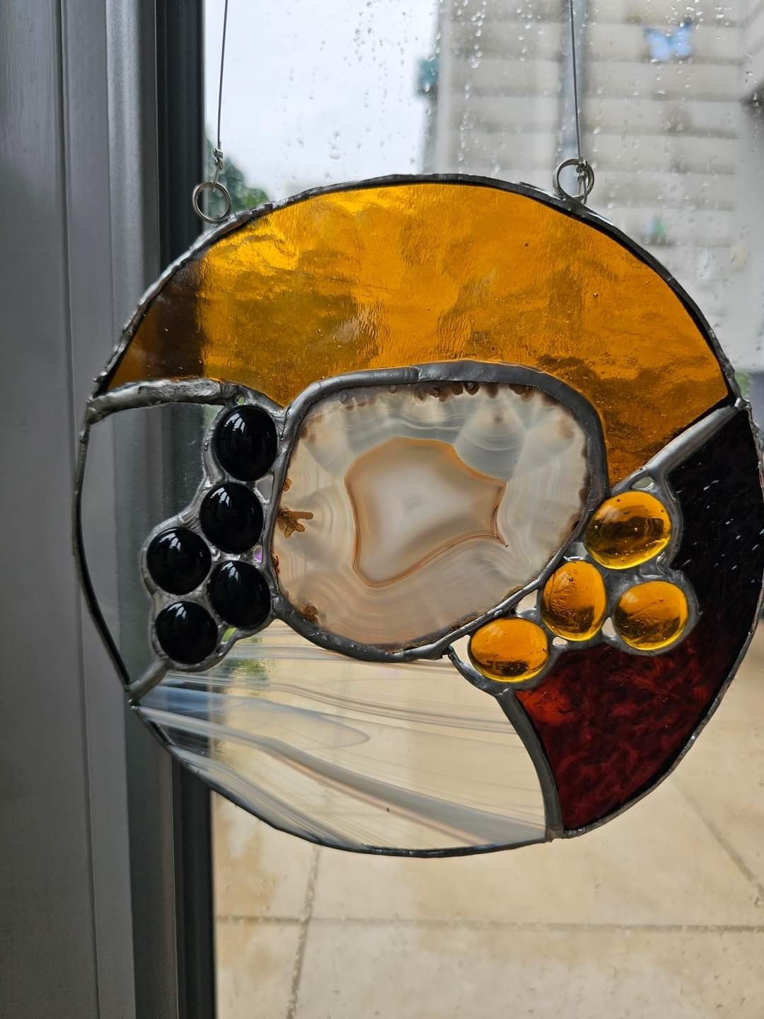 .SOIL,EARTH Natuurlijk agaat verwerkt in Glas in lood/ Tiffany in bru… - 90623 .SOIL,EARTH Natuurlijk agaat verwerkt in Glas in lood/ Tiffany in bruinen