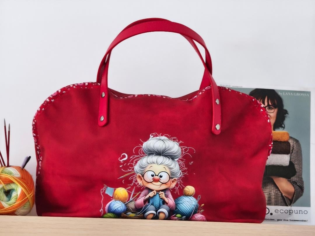 Handgemaakte brei- en haaktas – oma - 124076 Handgemaakte brei- en haaktas – oma