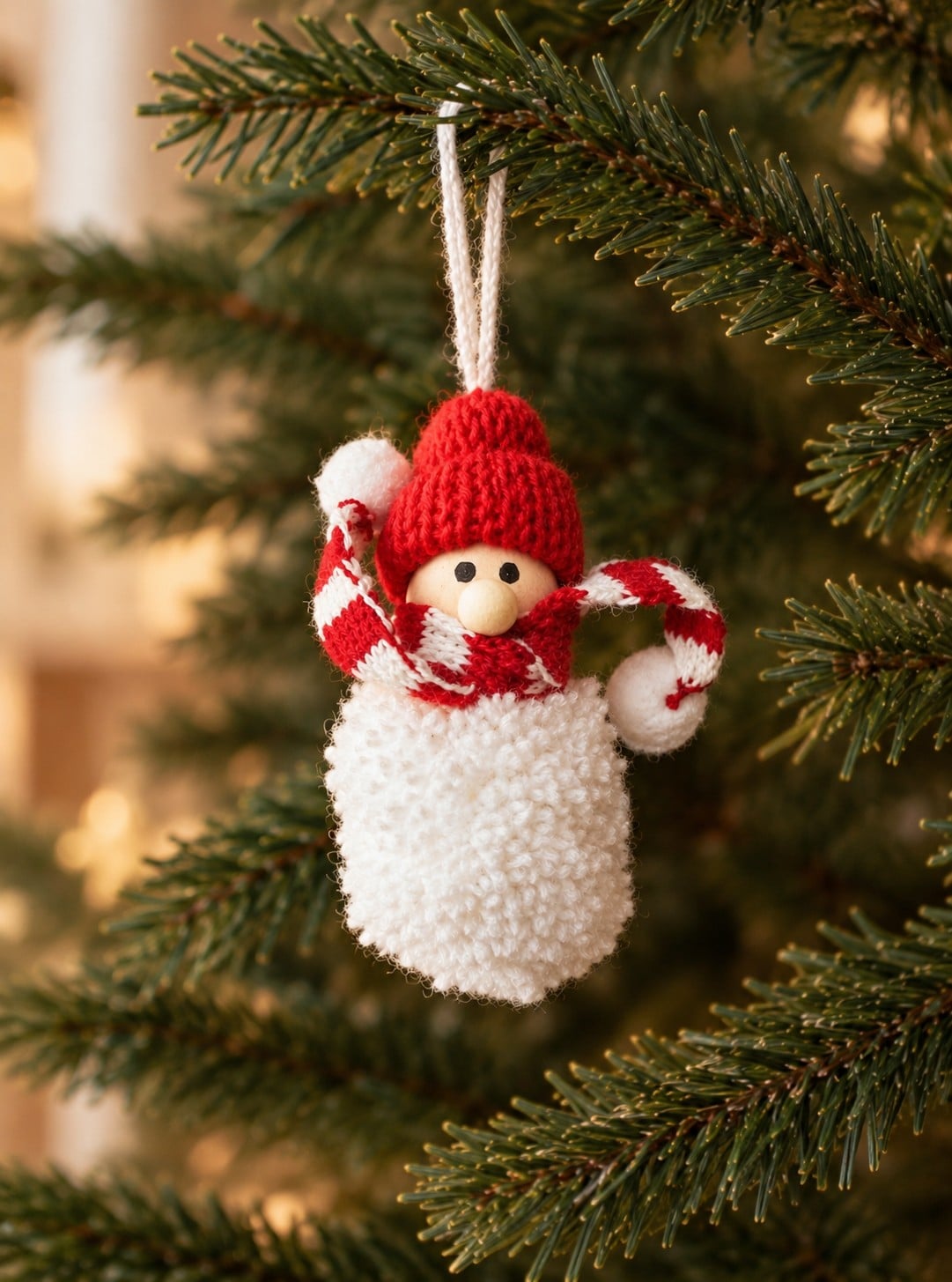 Sneeuwpopje met rode muts – handgemaakte kerstdecoratie - 151263 Sneeuwpopje met rode muts – handgemaakte kerstdecoratie
