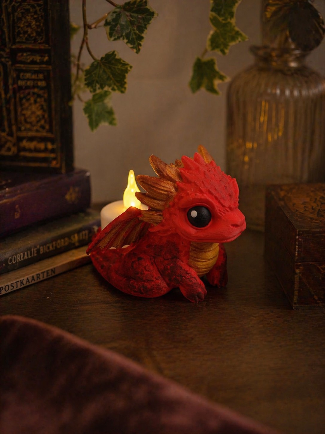 Vuurdraakje Kaarsenhouder (LED) – Handgemaakt & Cozy