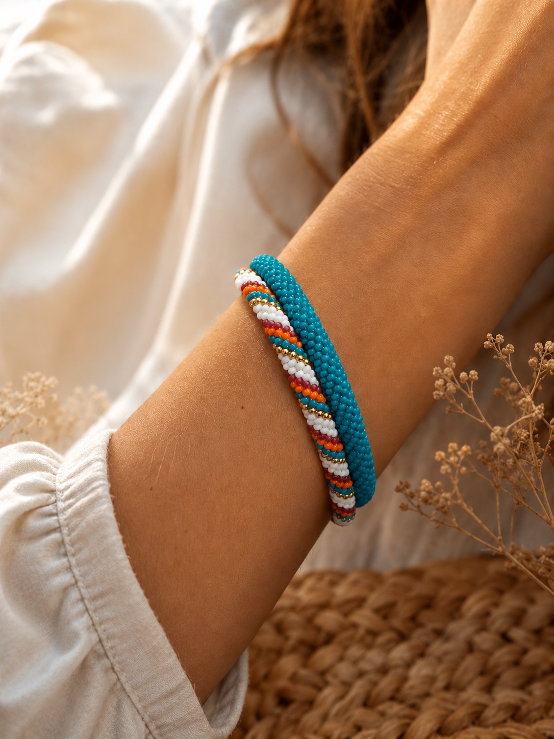 Handgemaakte kralenarmbanden 'Sunset' - 129741 Handgemaakte kralenarmbanden 'Sunset'