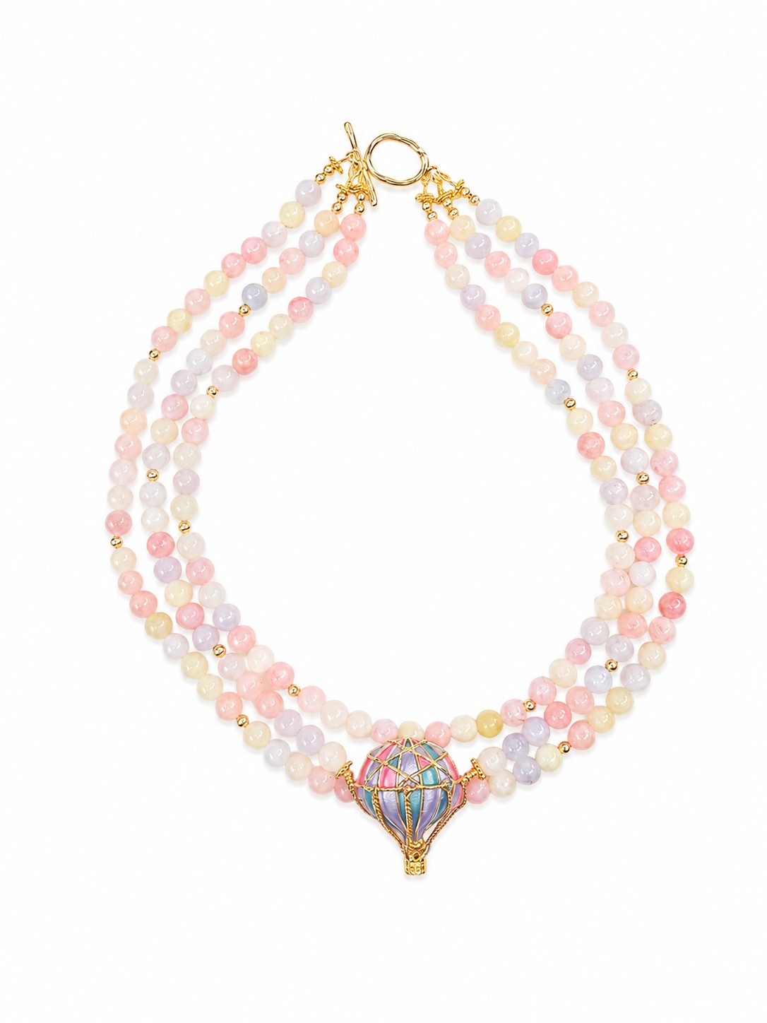 Morganiet ketting met broche van een heteluchtballon