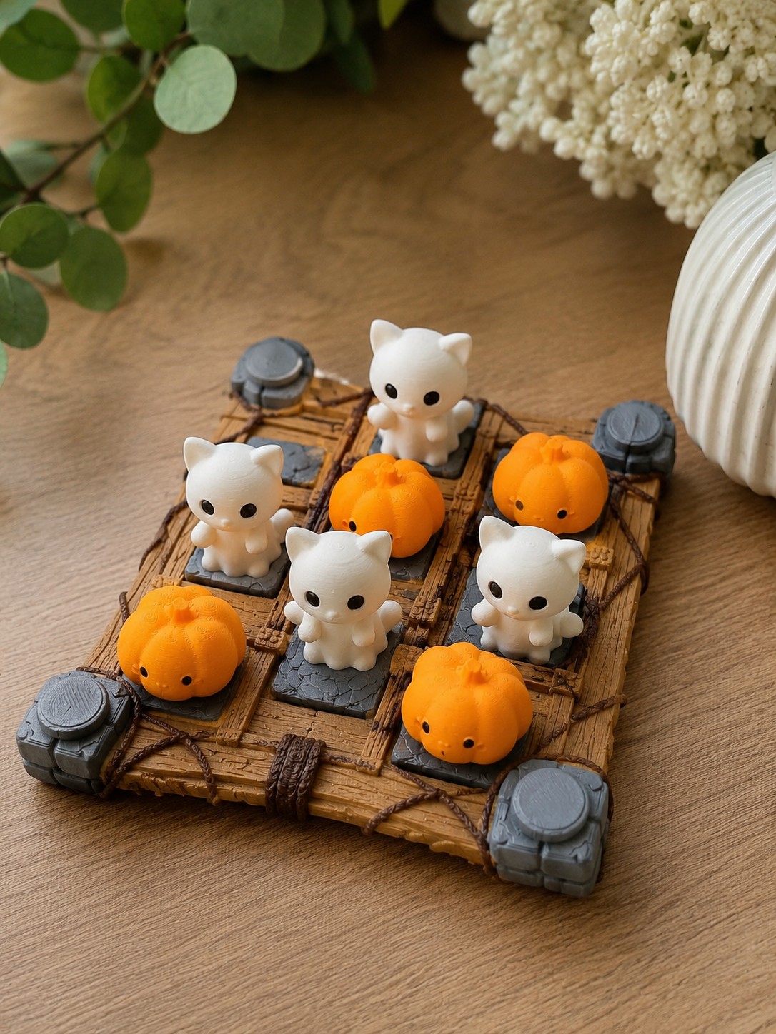 Spooky Boter Kaas en Eieren Spel – Pocket Bordspel met Katjes & Pom… - 127891 Handgemaakt Halloween Display Spel – Katjes & Pompoentjes