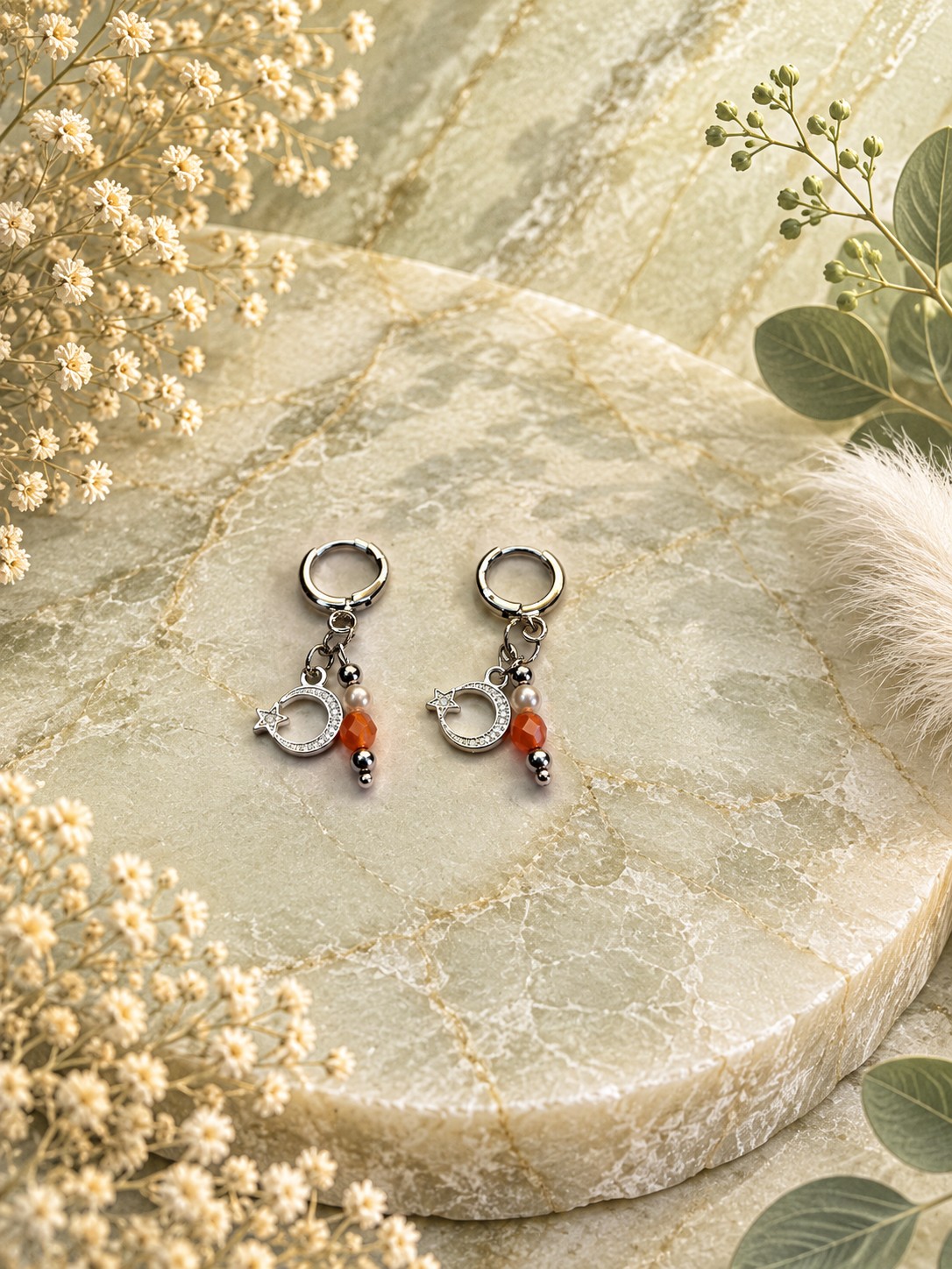 Coral Bloom ringoorbellen – Glasparels & facetkralen - 152241 Coral Bloom ringoorbellen – Glasparels & facetkralen