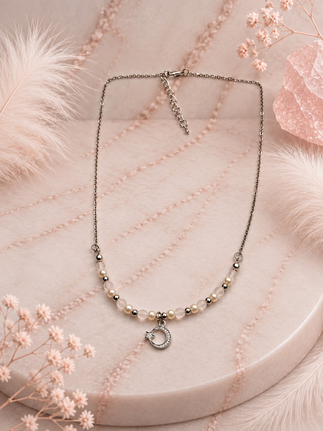 Ivory Glow ketting – Witte glasparels & Ivoorkleurige facetkralen - 152242 Ivory Glow ketting – Witte glasparels & Ivoorkleurige facetkralen