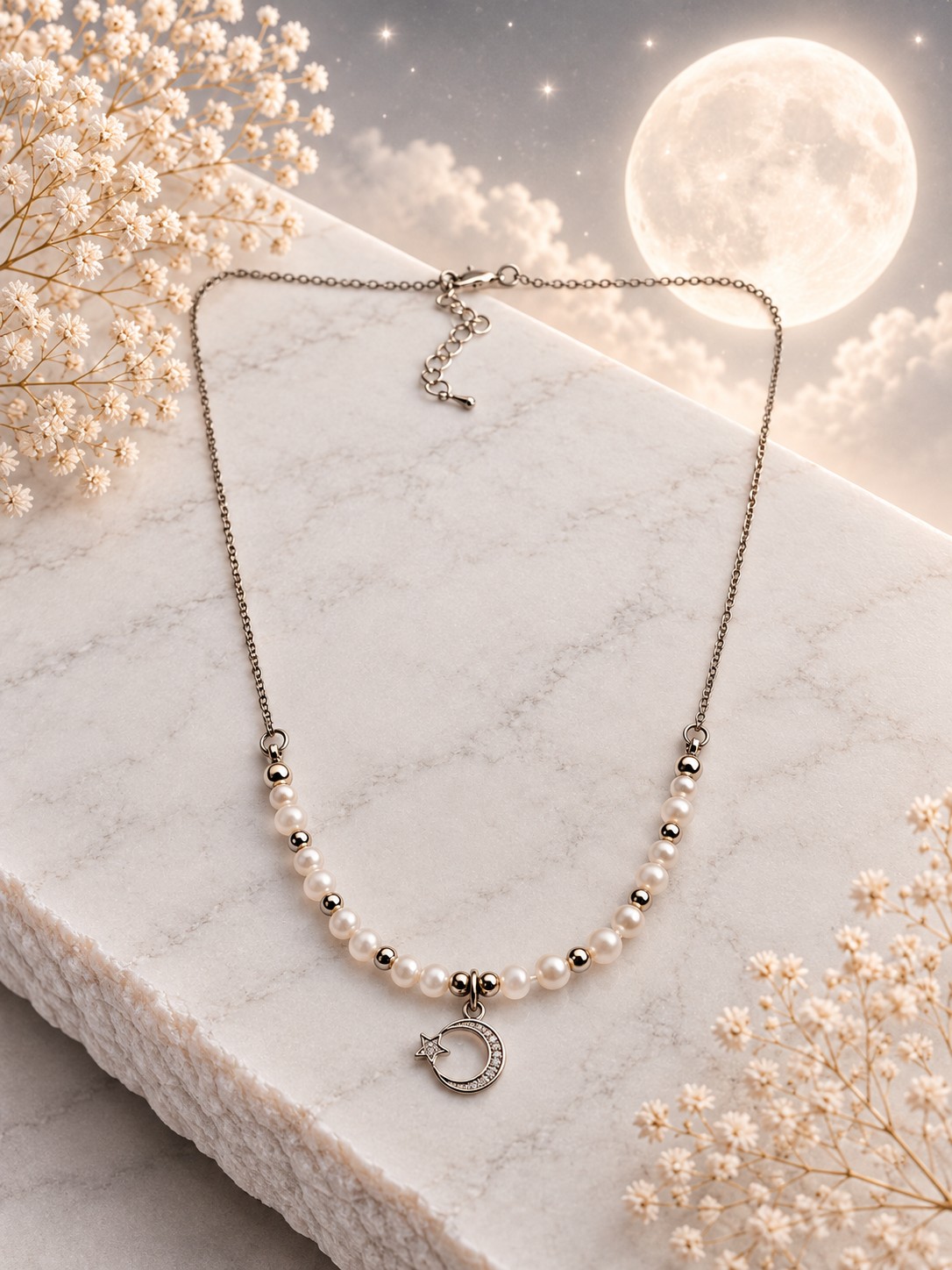 Pearl Moon ketting – Parelmoer & Cat’s Eye
