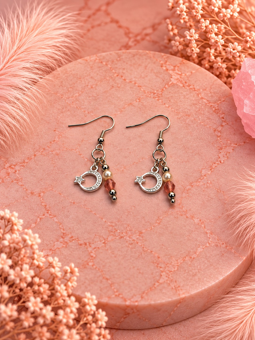 Rose Bloom oorbellen met haakjes – Glasparels & facetkralen - 152234 Rose Bloom oorbellen met haakjes – Glasparels & facetkralen