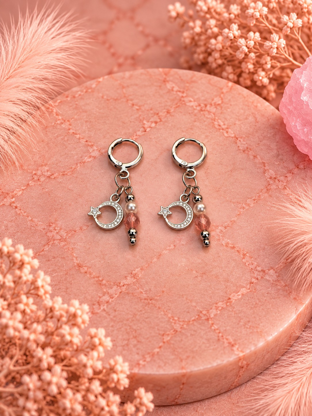Rose Bloom ringoorbellen – Glasparels & facetkralen - 152235 Rose Bloom ringoorbellen – Glasparels & facetkralen