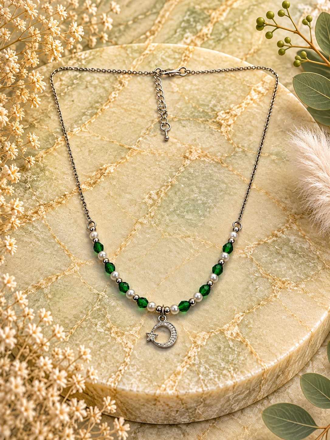 Sage Mist ketting – Glasparels & facetkralen - 152245 Sage Mist ketting – Glasparels & facetkralen